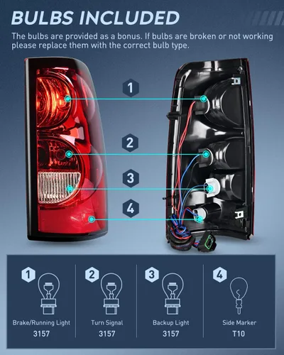 Vista 2 de Nilight Conjunto de luz trasera compatible con Chevy Silverado 1500 1500HD 2500 2500HD 2500 2500HD 3500 2007 Chevrolet Classic OE Style lámpara Lado