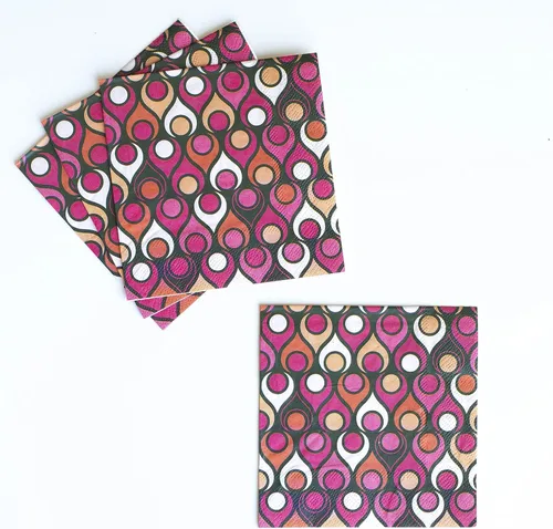 Vista 3 de Circle in Teardrop - Servilleta de cóctel moderna de mediados de siglo Barware retro Servilleta para bebidas para el día de la madre