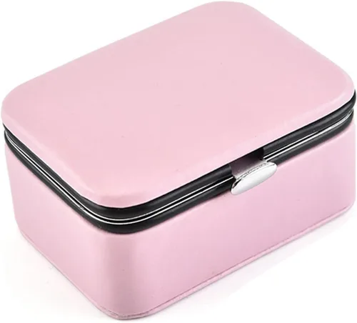Vista 7 de plplaaoo Small Jewelry Box Compartment Design Convenient Practical Portable Simple Style Travel Jewelry Case for Earrings Rings, Travel Jewelry Box