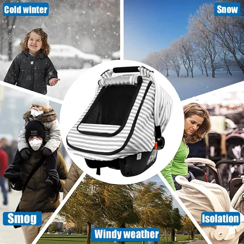 Vista 7 de Fundas de asiento de automóvil para bebés, funda de asiento de automóvil para niños y niñas, resistente al viento, toldo de asiento de automóvil a