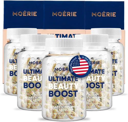 Moerie Suplementos definitivos para el crecimiento del cabello para mujeres y hombres, vitaminas para el cabello, la piel, las uñas, con biotina y