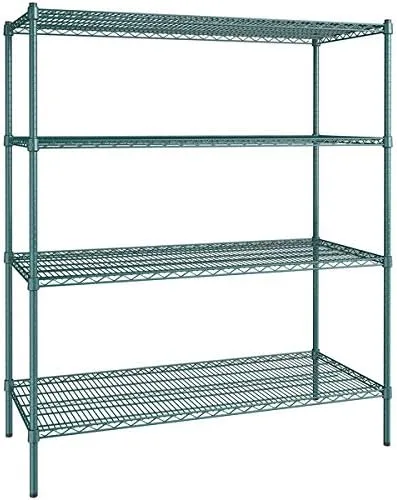 Vista 103 de Kit de 4 estantes de epoxi verde NSF de 21 x 72 pulgadas con postes de 86 pulgadas, estantería de almacenamiento resistente, kit de estantería
