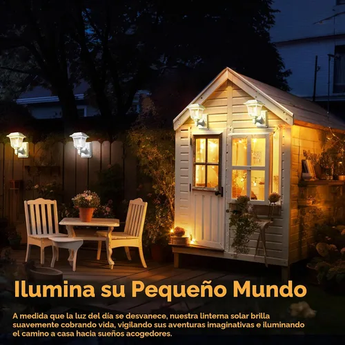 Vista 2 de LeiDrail Farol solar de pared, 2 modos de luces solares para valla con bombilla Edison, accesorios para casa de juegos al aire libre, impermeable