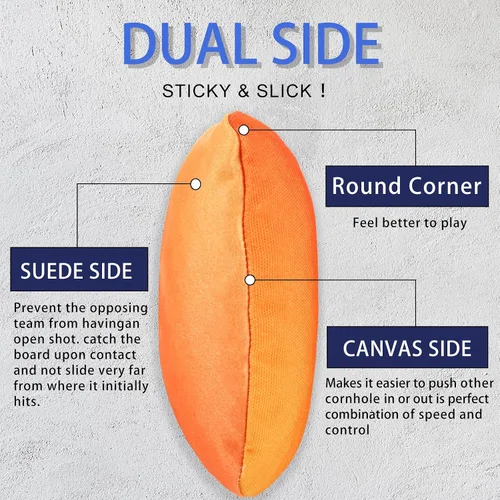 Vista 4 de EunHo Pro Cornhole Bags Set of 8 Dual Sided Slick and Stick - Competition Vaca/Águila