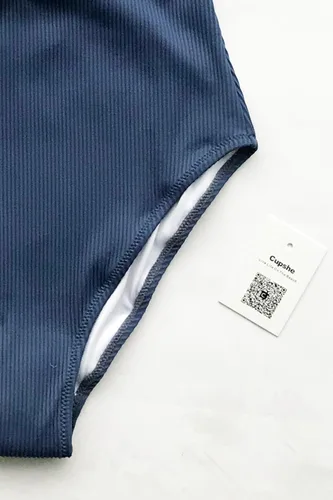 Vista 7 de CUPSHE Traje de baño de una pieza con cordones, cuello en V y color liso para mujer