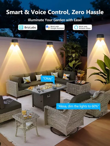 Vista 2 de Brizled RGBCW - Luces de valla inteligentes, luces de cubierta para exteriores con aplicación y control de voz, iluminación de valla que cambia
