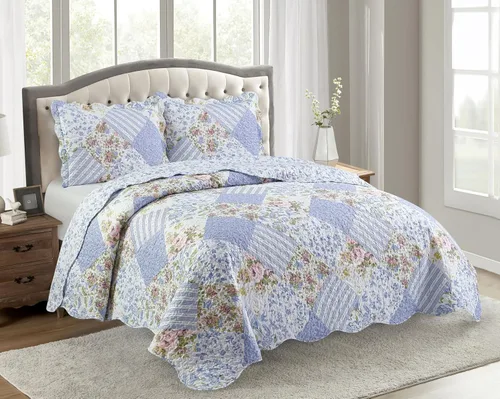 Vista 9 de Brilliant Sunshine Juego de edredón de 3 piezas con 2 fundas de almohada, colcha reversible, colcha suave y ligera, para todas las estaciones, Gris