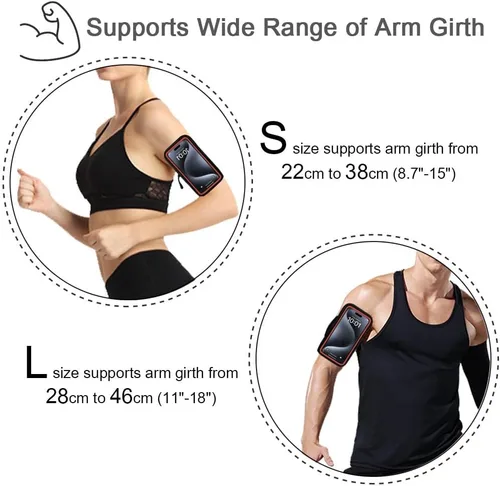 Vista 5 de JEMACHE Brazalete de correr para iPhone 17 16 15 14 13 Pro Max/Plus, Samsung Galaxy S25 S24 S23 Ultra/Plus, bolsa de brazo con hebilla G para Naranja