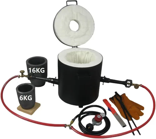 LSMIITTH Horno de fusión de propano de 35.3 lbs para aluminio, oro, plata, cobre, doble quemador 200,000 BTU Kit de fundición de alta eficiencia con