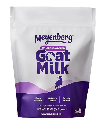 Meyenberg Leche entera de cabra en polvo, bolsa de 12 onzas, Kosher, sin gluten, vitamina D, 1 paquete