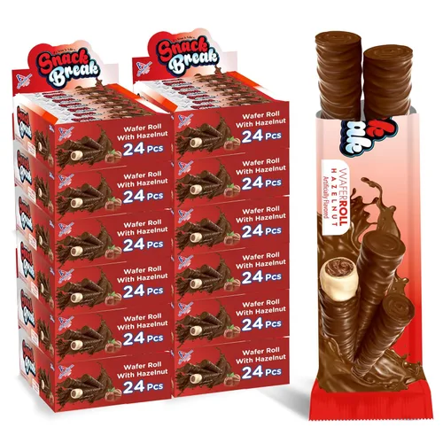 Vista 9 de Snack Break Snacks de oblea enrollada de coco con relleno cremoso de coco, bocadillos de oblea envueltos individualmente, (paquete de 24)