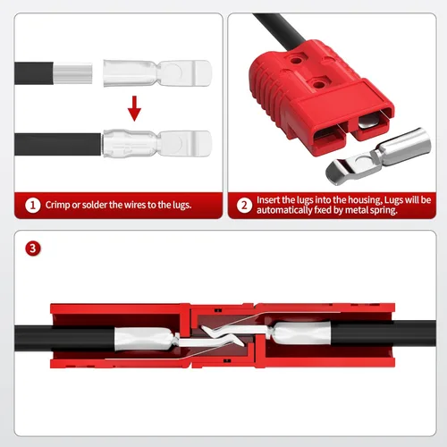 Vista 5 de RVBOATPAT Conector de desconexión rápida de batería 175A, batería de 12 V, conector de cable de conexión rápida 1/0 AWG para carretilla elevadora
