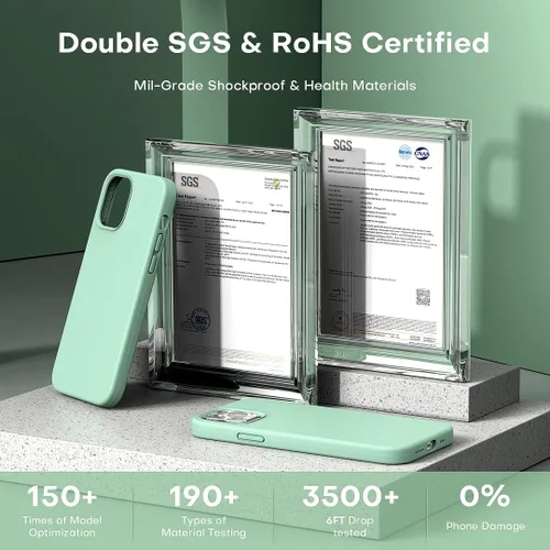 Vista 6 de TOCOL Funda delgada de silicona para iPhone 13 de 6.1 pulgadas, ajuste preciso, antideslizante, protección contra caídas, verde alpino