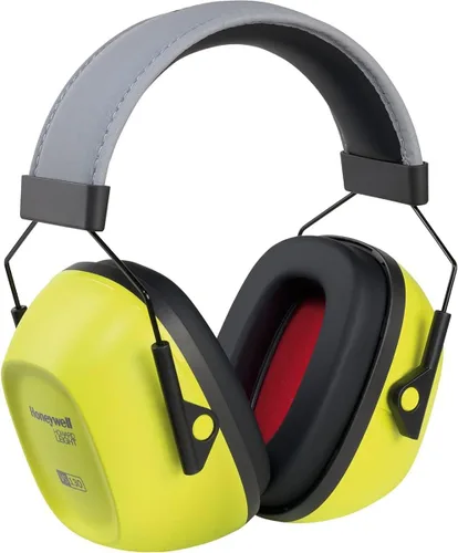 Howard Leight VS130HV VeriShield Hi-Viz Orejera amarilla sobre la cabeza, NRR 30 (1035110-VS) Negro