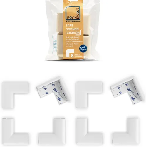 Vista 8 de Roving Cove HeftyFit - Protector de esquina para bebé (4 esquinas grandes), protectores de goma suave de espuma de goma para muebles, adhesivo 3M