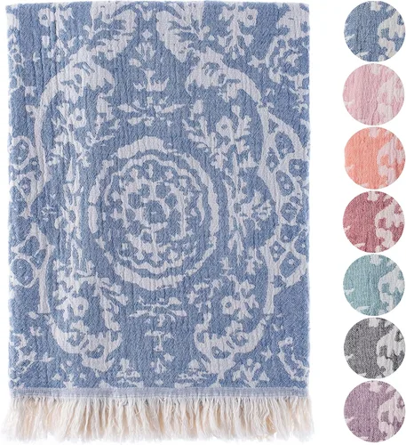 Vista 9 de Fe&Ze Toalla de playa turca con lazo para colgar, 35 x 70 pulgadas, toallas de baño turcas 100% algodón, de secado rápido, altamente absorbentes