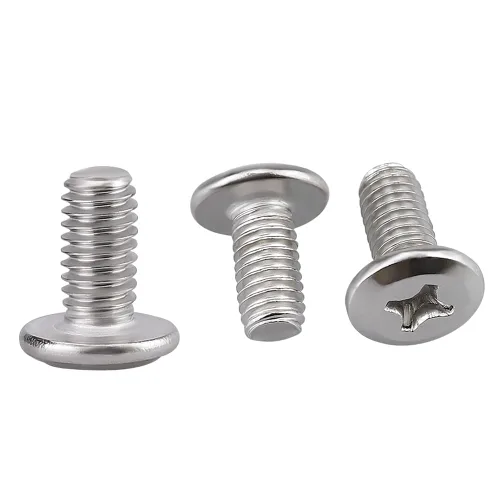 Vista 4 de Tornillos de acero inoxidable M3-0.020 x 0.315 in (paquete de 100) Tornillos Phillips de cabeza redonda plana para muebles, rosca completa, acero