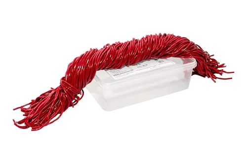Vista 6 de Dee Best Strawberry Flavored Red String Licorice Candy Mouthwatering Soft, Chewy Extra Long Shoestring Licorice Vine Laces Old Fashioned Candy