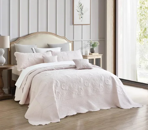 Vista 4 de Colcha tamaño King extragrande, diseño de cachemira, funda de cama ligera, reversible, 5 piezas, 100% microfibra, KingCal King, gris lila