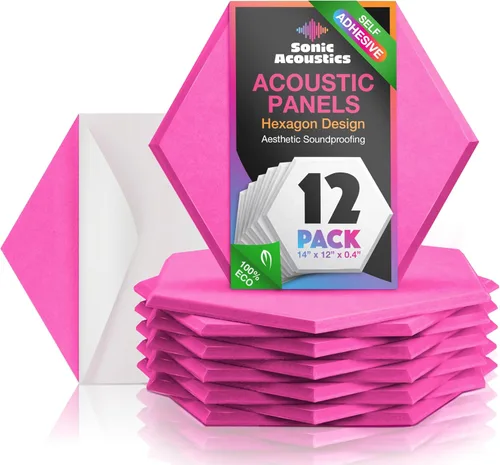 Paneles acústicos, paquete de 12 paneles de pared insonorizados, paneles de 14 x 12 x 0.4 pulgadas, paneles a prueba de sonido, panel de absorción