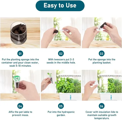 Vista 4 de Kit de 161 cápsulas de semillas, kit de cápsulas hidropónicas para cultivar cualquier cosa con 30 esponjas de cultivo, 30 cestas de cultivo, 60