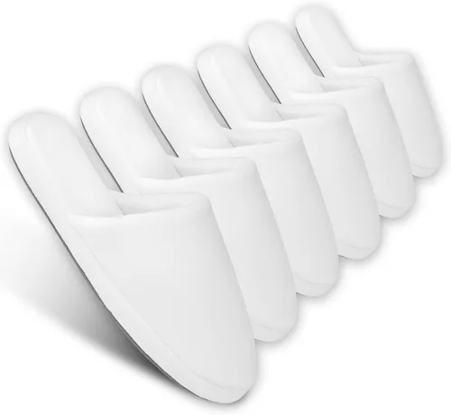 Vista 9 de 3 pares de pantuflas de spa de lujo, espuma viscoelástica de algodón, antideslizantes, puntera cerrada, lavables para hoteles, invitados, viajes