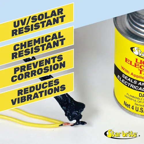 Vista 6 de STAR BRITE Cinta Eléctrica Líquida con Tapa Aplicadora de Cepillo - Adhesión Superior y Protección Flexible para Cables Deshilachados, Terminales