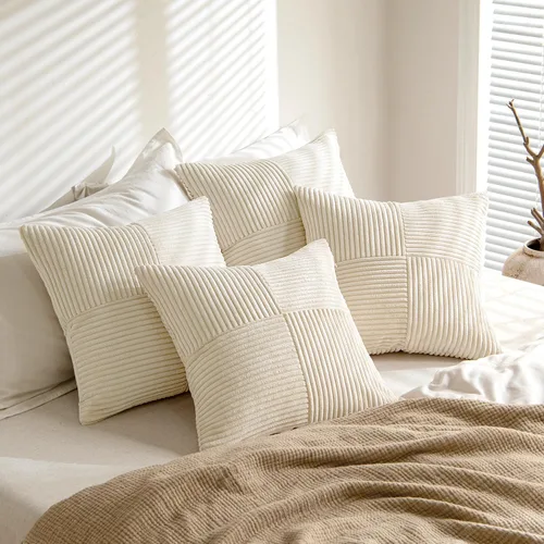 Vista 4 de MIULEE - Juego de 4 fundas de almohada beige de 16x16 pulgadas estilo bohemio con mosaico, fundas de cojín modernas estilo granja con cremallera