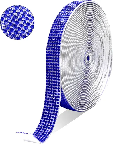 Vista 13 de Tiras autoadhesivas de diamantes de imitación de cristal verde, 6 filas de 6 yardas con diamantes de imitación de 0.079 pulgadas para manualidades