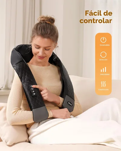 Vista 3 de Masajeador de cuello con calor, masajeador de cuello para aliviar el dolor de tejido profundo, masaje de amasamiento de tejido profundo 4D