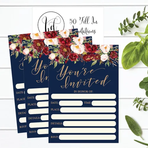 Vista 4 de Hadley Designs 50 invitaciones florales, despedida de soltera o baby shower, invitación de cumpleaños, invitación de ensayo de boda, compromiso