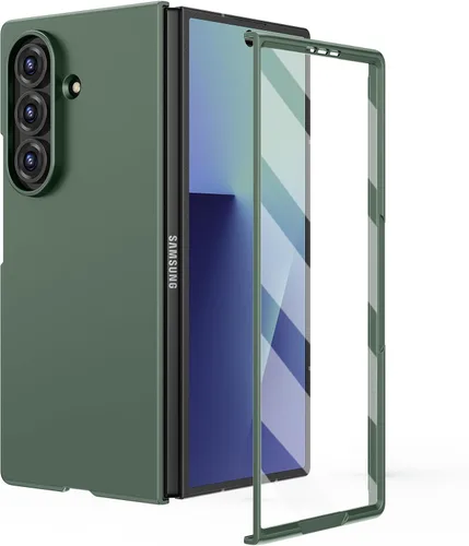 Vista 13 de Ruky Funda para Samsung Galaxy Z Fold 5, cubierta de cuerpo completo con protector de pantalla integrado, soporte de carga inalámbrica de PC duro