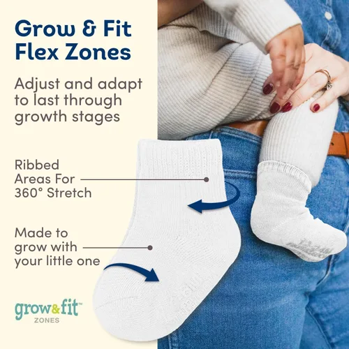Vista 3 de Fruit of the Loom Paquete de 14 calcetines elásticos de algodón Grow & Fit Flex Zones para bebé, unisex, niñas, niños