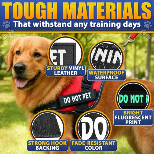 Vista 3 de 6 parches para perros de servicio de gran tamaño, 6.2 x 1.9 pulgadas, fluorescentes, parches de no mascotas, juego de parches para perros