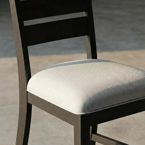 Vista 2 de COLAMY SERA - Juego de 2 sillas de comedor de madera maciza con cojín tapizado de tela, silla de cocina estilo granja, silla moderna de dos tonos