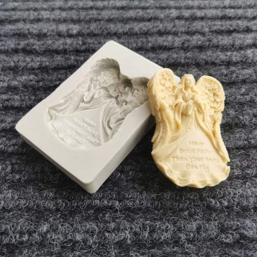 Vista 2 de SOFEA Molde de silicona de resina epoxi de ángel, molde de silicona para decoración de tartas de ángel, molde de ángel