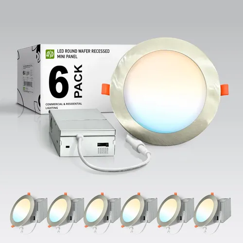 Vista 18 de ASD - Paquete de 6 luces LED empotrables de 3 pulgadas de 6 W, 5 CCT 2700K-5000K CRI90+, luces de techo regulables ultra delgadas con clasificación