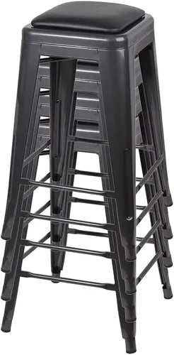 Vista 79 de GIA Taburete de mostrador sin respaldo de 24 pulgadas, cantidad de 4, bronce con asiento de madera clara