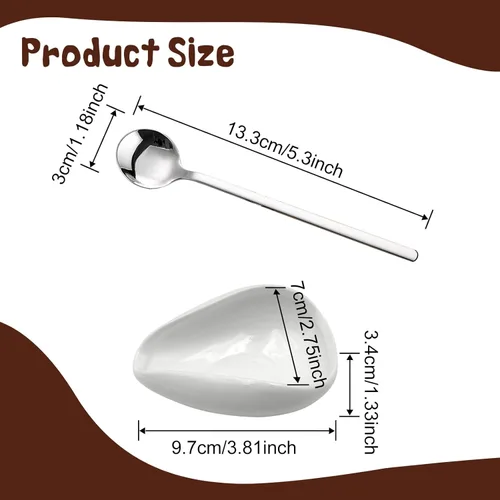 Vista 2 de KWAGOCAR 4 piezas de soporte para cucharas de café y cuchara de café de cerámica, soporte para cucharas de café, soporte para agitadores de café