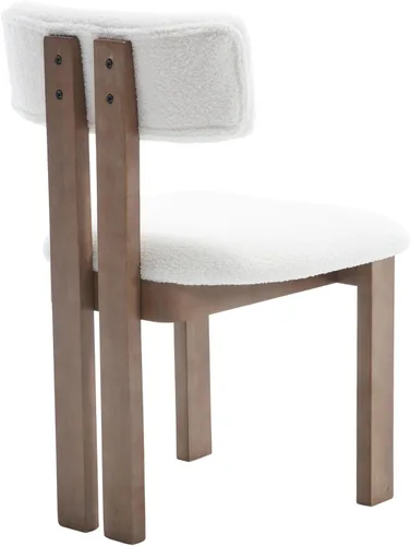 Vista 9 de Kmax Juego de 2 sillas de comedor estilo granja, con respaldo curvado de piel sintética, sillas de comedor sin brazos con patas de madera de nogal