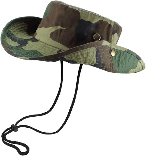 Vista 14 de Sombreros de pescador con cuerda de ala ancha para senderismo, pesca, protección solar UV, safari, unisex