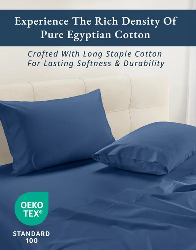 Vista 22 de LANE LINEN - Sábanas individual 100% algodón egipcio suave, cómodo y grueso de calidad de hotel, costuras reforzadas totalmente elásticas, sin