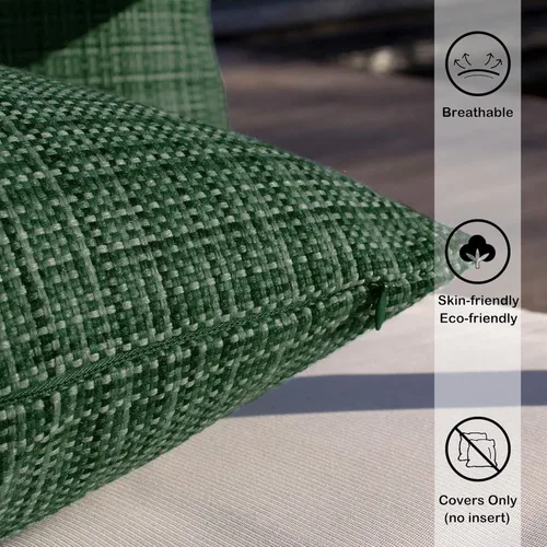 Vista 3 de Kevin Textile - Juego de 2 fundas de almohada decorativas para exteriores, impermeables, para jardín, patio, tienda de campaña, sofá, de 16 x 16