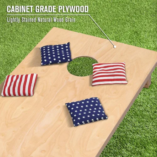 Vista 5 de GoSports 4 ft x 2 ft Regulation Size Wooden Cornhole Boards Set with Natural Wood Stain Finish - Includes Carrying Case