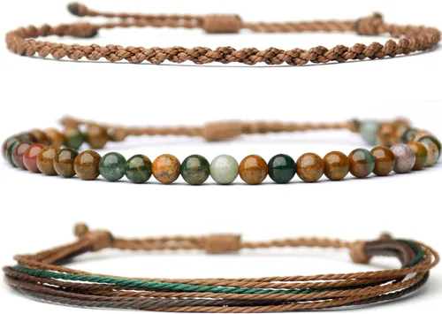 Vista 52 de Pulsera curativa hecha a mano con cuentas de piedra natural, regalo para hombres, pulsera de cuerda ajustable