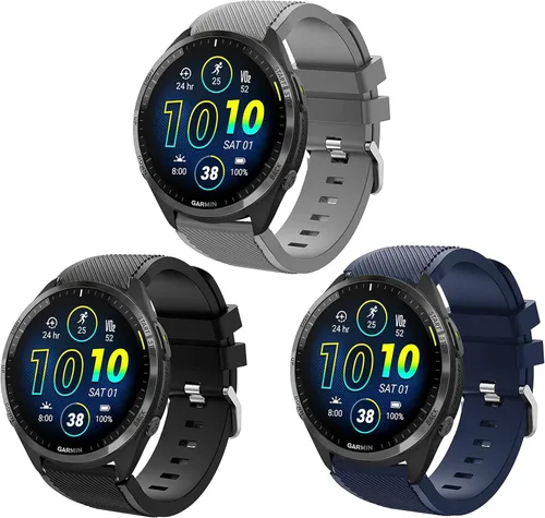 Lamshaw Correas compatibles con Garmin Forerunner 965, correas de repuesto clásicas de silicona compatibles con reloj inteligente Garmin Forerunner