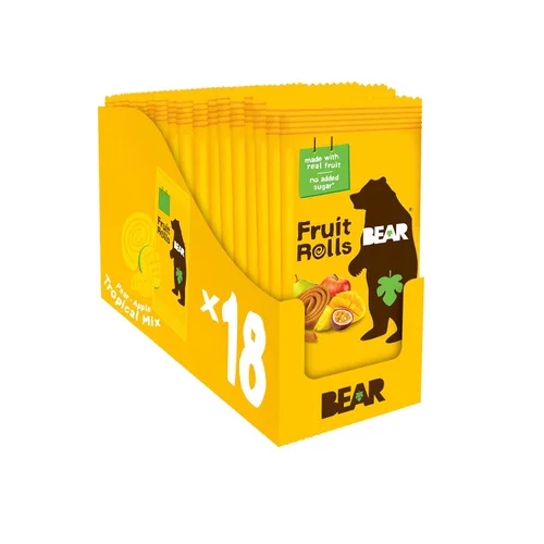 Vista 13 de BEAR Rollos de fruta real sin gluten, veganos y sin organismos modificados genéticamente, sabor a frambuesa – 36 rollos, aperitivos saludables