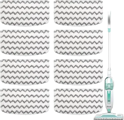 Vista 8 de F Flammi 12 Pack Microfiber Mop Replacement Pads for Shark Steam Mop S1000/S1000A/C/WM/S1001C & S2001 with Professional Scrubbing Strips – Washable