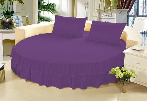 Vista 5 de Falda de cama – 1 pieza sólida de 12 pulgadas a medida con doble volante, para cama redonda, algodón puro de 800 hilos