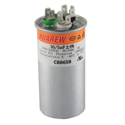 Vista 14 de 25/5 uF 25+5 MFD ±6% 370V/440V CBB65B Condensador de CA de doble ejecución condensador redondo de reemplazo 25 5 uF MFD 370 440 voltios VCA